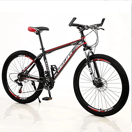 Mountain Bike : GREAT 26 Inch Aluminum Alloy Mountain Bike, Double-disc Shock-absorbing Mountain Bike 21 / 24 / 27 Speed MTB Bicycle For Women Men Adults(Size:21 speed, Color:Black)
