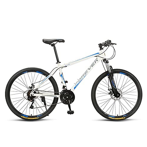 Mountain Bike : GREAT 26-Inch Mountain Bike, 24 Speed Student Bicycle Saddle Height Adjustable Road Bikes Dual Mechanical Disc Brakes, High-carbon Steel Frame(Size:24 speed, Color:White)