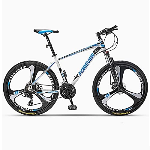 Mountain Bike : GREAT 26 Inch Mountain Bike, Lightweight Student Bicycle Carbon Steel Frame Road Bikes 24 / 27 / 30 Speeds 3-Spokes Wheels, Full Suspension Mountain Bike(Size:24 speed, Color:Blue)