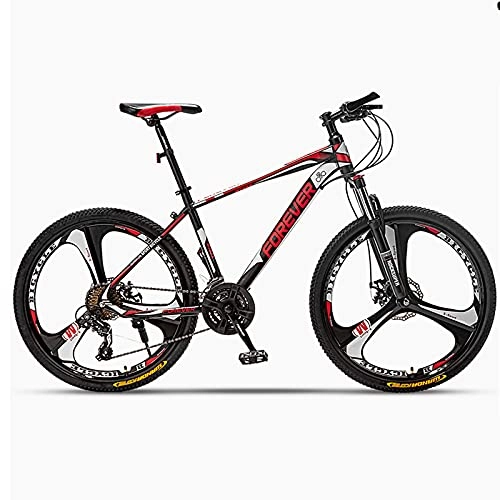 Mountain Bike : GREAT 26 Inch Mountain Bike, Lightweight Student Bicycle Carbon Steel Frame Road Bikes 24 / 27 / 30 Speeds 3-Spokes Wheels, Full Suspension Mountain Bike(Size:24 speed, Color:Red)