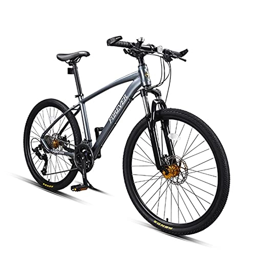 Mountain Bike : GREAT 26-Inch Mountain Bike, Men's And Women's Outdoor Sports Bicycle Double Disc Brake Aluminum Alloy Full Suspension Commuter Bike(Color:Gray)