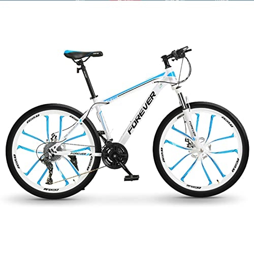 Mountain Bike : GREAT 26 Inch Mountain Bike, Men's Student Bicycle 27 Speed Full Suspension Bike Carbon Steel Frame Double Disc Brake Road Bikes(Size:30 speed, Color:Blue)