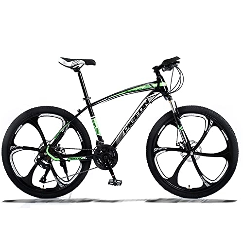 Mountain Bike : GREAT 26 Inches 21 Speed Mountain Bikes, Student Bicycle Double Disc Brake 6 Spokes Wheels Road Bike High-carbon Steel Frame Comfortable Soft Cushion(Color:A)