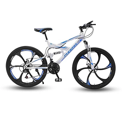 Mountain Bike : GREAT 26 Inches Mountain Bike Bicycle, 21 Speed 6 Spokes Wheels Commuter Bike Men's And Women's Road Bikes With Dual Disc Brakes(Color:Blue)
