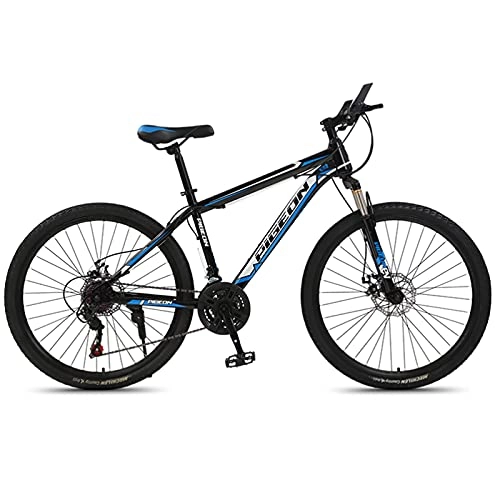 Mountain Bike : GREAT 26” Mens Mountain Bike, 21Speed Bicycle High Carbon Steel Frame Commuter Bike Double Disc Brake Road Bike For Teenager Student Bicycle(Color:Blue)