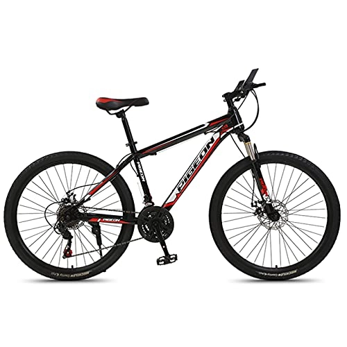 Mountain Bike : GREAT 26” Mens Mountain Bike, 21Speed Bicycle High Carbon Steel Frame Commuter Bike Double Disc Brake Road Bike For Teenager Student Bicycle(Color:Red)