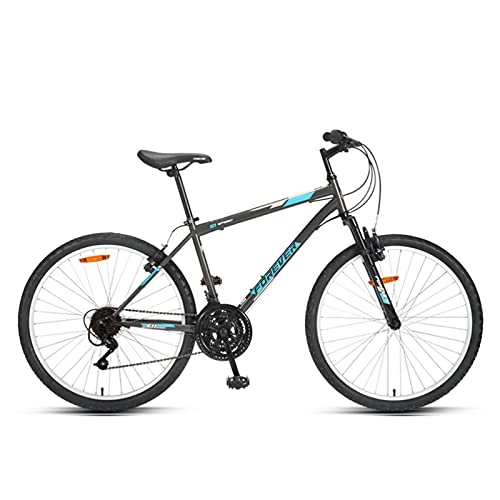 Mountain Bike : GREAT 26" Mountain Bike, 18 Speed Double V Brake Bicycle High Carbon Steel Frame Commuter Bike Men And Women Full Suspension Outdoor Sports Bike(Color:Blue)