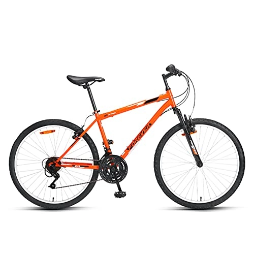 Mountain Bike : GREAT 26" Mountain Bike, 18 Speed Double V Brake Bicycle High Carbon Steel Frame Commuter Bike Men And Women Full Suspension Outdoor Sports Bike(Color:Orange)