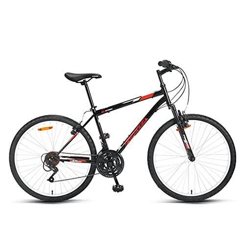 Mountain Bike : GREAT 26" Mountain Bike, 18 Speed Double V Brake Bicycle High Carbon Steel Frame Commuter Bike Men And Women Full Suspension Outdoor Sports Bike(Color:Red)