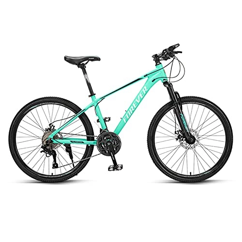 Mountain Bike : GREAT 26" Mountain Bike, 27 Speed Outdoor Sports Bicycle Double Disc Brake Aluminum Alloy Full Suspension Commuter Bike （Adjustable Saddle Height）(Color:Green)