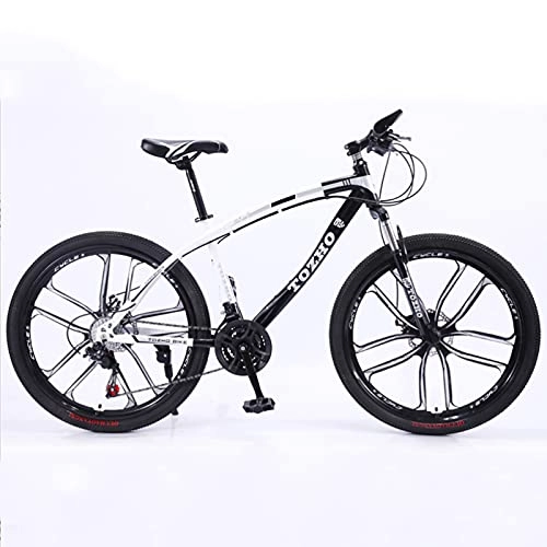 Mountain Bike : GREAT 26” Mountain Bike, Double Disc Brake Bicycle 21 / 24 / 27 Speed Road Bikes High-carbon Steel Student Bicycle For Mens / Womens Comfortable Saddle(Size:21speed, Color:Noir)