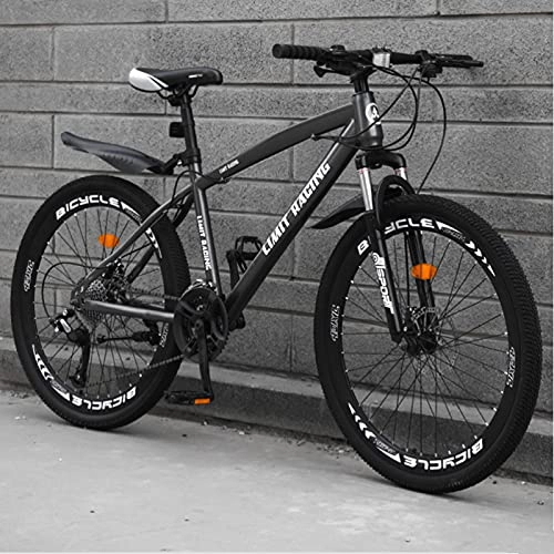 Mountain Bike : GREAT 26" Wheel Adults Mountain Bike, High-carbon Steel Road Bikes 21 / 24 / 27 Speed Full Suspension Mountain Bicycle Double Disc Brake Bike(Size:27 speed, Color:Black)