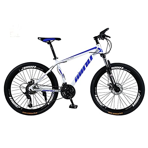Mountain Bike : GREAT 26" Wheel Mens Adults Mountain Bike, High-carbon Steel Bicycle 21 / 24 / 27 Speed Shock Absorbing Variable Speed Mountain Bike(Size:27 speed, Color:Blue)