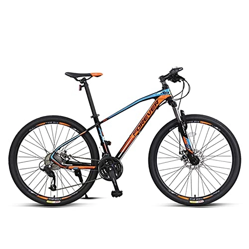 Mountain Bike : GREAT 27 Speed Mountain Bike, 27.5 Inch Wheels Mens Bicycle Double Disc Brake Full Suspension Road Bike Aluminum Alloy Frame （Saddle Height Adjustable）(Color:Orange)