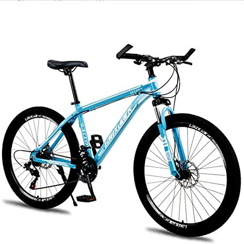 Mountain Bike : GREAT Adult Mountain Bike, 26-Inch Wheels Alloy Frame Non-slip Wear-resistant Tire Double Disc Brake Bicycle Suitable For 160-185cm Men And Women(Size:24 speed, Color:Blue)