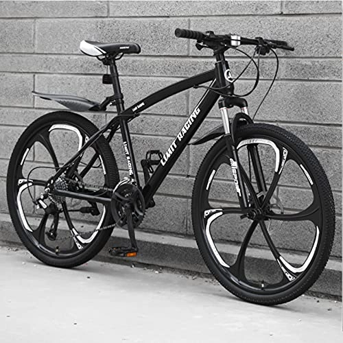 Mountain Bike : GREAT Adult Mountain Bike, 26 Inch Wheels Bicycle Carbon Steel 21 / 24 / 27 Speed Road Bikes Full Suspension Mountain Bike Youth Bicycle(Size:21 speed, Color:Black)