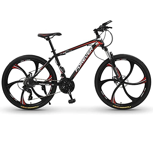 Mountain Bike : GREAT Adult Mountain Bike 26-Inch Wheels, Student Bicycle 21 / 24 / 27 / 30 Speed 6 Spoke Wheels Dual Disc Brake Mens Womens Road Bikes(Size:21 speed)