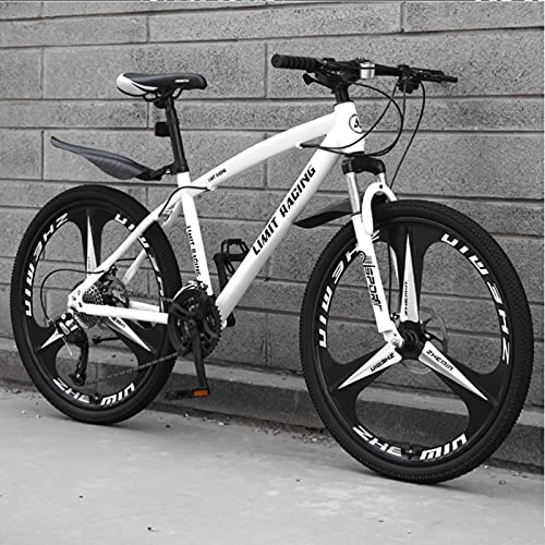 Mountain Bike : GREAT Adults Mens Mountain Bike, 26" Wheels Carbon Steel Frame 21 / 24 / 27 Speed Women Outdoor Mountain Bike Anti-skid Tires(Size:24 speed, Color:White)