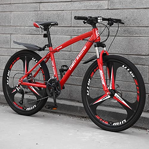 Mountain Bike : GREAT Adults Mens Mountain Bike, 26" Wheels Carbon Steel Frame 21 / 24 / 27 Speed Women Outdoor Mountain Bike Anti-skid Tires(Size:27 speed, Color:Red)
