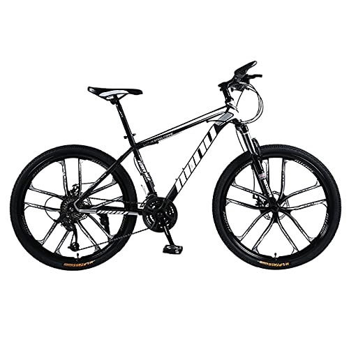 Mountain Bike : GREAT Full Suspension Mountain Bicycle, 26” Mens Bikes High-carbon Steel Dual Disc Brake 10-Spoke Wheels Variable Speed Mountain Bike(Size:24 speed, Color:Black)