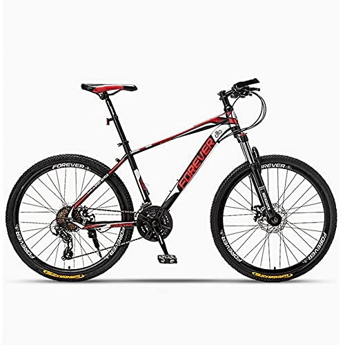 Mountain Bike : GREAT Mens Adults Mountain Bike, Lightweight Student Bicycle 26 Inch Carbon Steel Frame Road Bikes Double Disc Brake Shock Absorption(Size:24 speed, Color:Red)