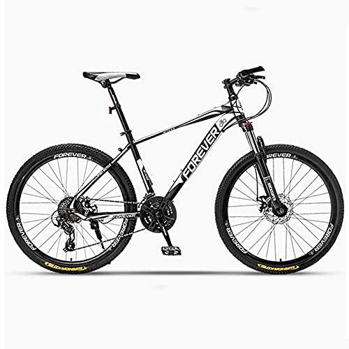 Mountain Bike : GREAT Mens Adults Mountain Bike, Lightweight Student Bicycle 26 Inch Carbon Steel Frame Road Bikes Double Disc Brake Shock Absorption(Size:27 speed, Color:White)