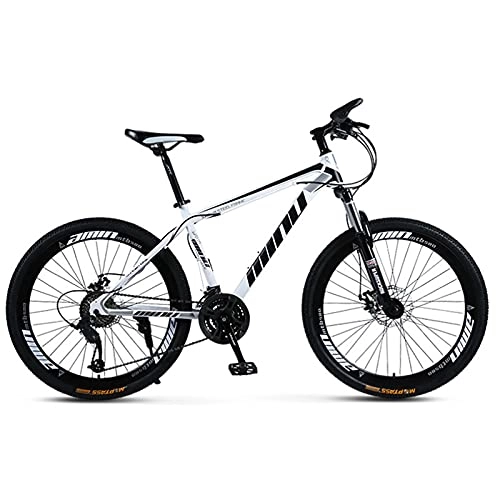 Mountain Bike : GREAT Mountain Bike, Shock-absorbing Bicycle 26" Wheel 21 / 24 / 27 Speed High-carbon Steel Road Bikes, Easily Deal With Various Road Conditions(Size:27 speed, Color:White)
