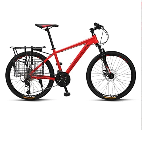 Mountain Bike : GREAT Mountain Bike With Storage Basket, 26” Student Bicycle Aluminum Alloy FrameDual Disc Brakes Road Bikes Men Women Commuter Bike(Color:Red)
