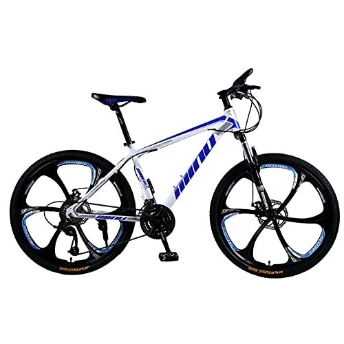 Mountain Bike : GREAT Mountain Bike X1 21 / 24 / 27 Speed Dual Disc Brake 6 Spoke Wheels 26 Inchs Full Suspension Mountain Bicycle, High-carbon Steel(Size:24 speed, Color:Blue)