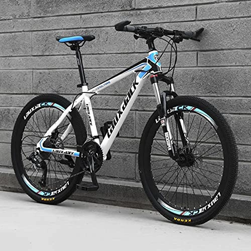 Mountain Bike : GREAT Outdoor Mountain Bike, 21 / 24 / 27 Speed Bicycle 26-inch Men's Mountain Bike High-carbon Steel Double Disc Brake Student Bicycle(Size:21 speed, Color:White)