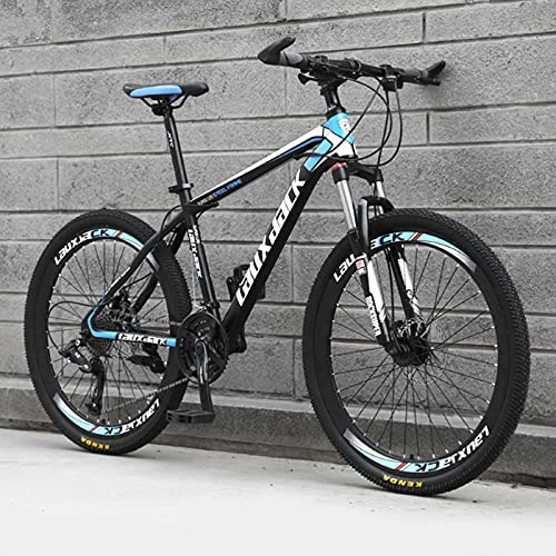 Mountain Bike : GREAT Outdoor Mountain Bike, 21 / 24 / 27 Speed Bicycle 26-inch Men's Mountain Bike High-carbon Steel Double Disc Brake Student Bicycle(Size:27 speed, Color:Blue)