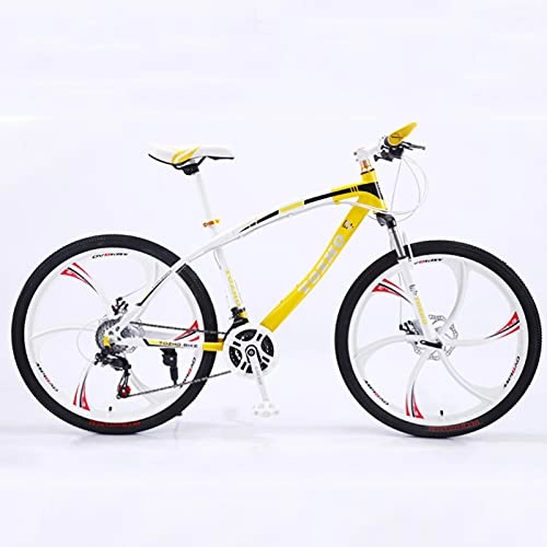 Mountain Bike : GREAT Outdoor Mountain Bike, Variable Speed Bicycle 26 Inch Wheels Student Bicycle Double Disc Brake Carbon Steel Bike Suitable For People Of 160-185CM(Size:24 speed, Color:Yellow)
