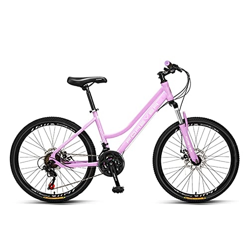 Mountain Bike : GREAT Woman Mountain Bike, 24 Inch Student Bicycle High-carbon Steel Frame Road Bikes Double Disc Brake 21 Speed Youth Bicycle(Size:24 inches, Color:Purple)