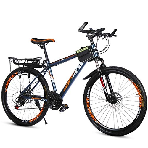 Mountain Bike : GRXXX Bicycle Speed Mountain Bike Double Disc Brakes Adult Student Car Men and Women 21 Speed 26 inch, Ink blue colour-26 inches