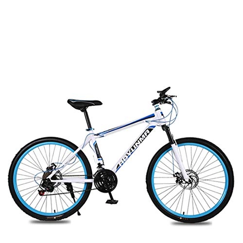 Mountain Bike : GRXXX Mountain Bike Shock Absorber Double Disc Brake Adult 26 inch 21 Speed Student Bicycle, Blue-26 inch 21 speed