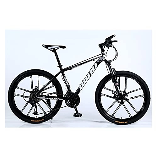 Mountain Bike : GUHUIHE 21-Speed All-Terrain Mountain Bike, 24" / 26" Mountain Bike for Adult, High-Carbon Steel Frame Adult Variable Speed Bicycle ，Dual Disc Brake Hardtail (Color : Black, Size : 24 inch)