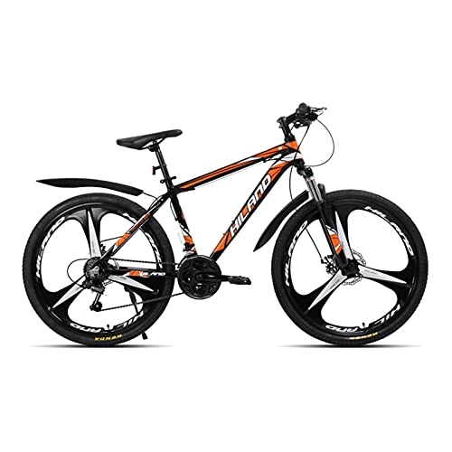 Mountain Bike : GUHUIHE 26 Inch Bicycle 21 Speed Gears Mountain Bike Suspension Bicycle With Derailleur And Disc Brake (Color : Orange)