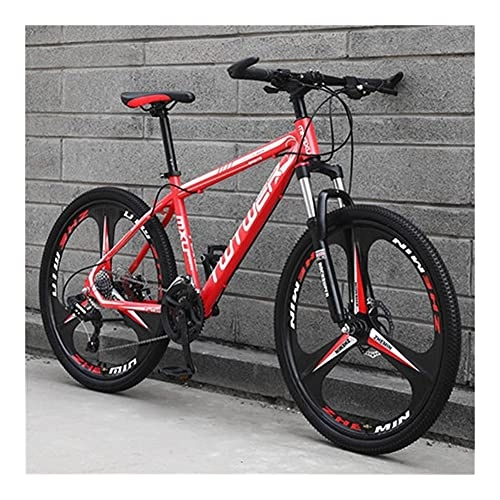 Mountain Bike : GUHUIHE Bicycle Adult Mountain Off Road Speed Road Sports Car Male and Female Students Lightweight Racing Youth Shock Absorber Bike (Color : Red and white, Size : 24 speed)