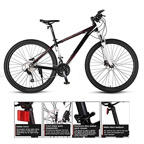 Mountain Bike : GUOHAPPY 29-Inch Mountain Bike, 33-Speed Shock Absorber, Bicycle with High-Strength Aluminum Alloy Frame, Lockable Front Fork And Dual Hydraulic Disc Brakes, Load-Bearing 330Lbs, Black red