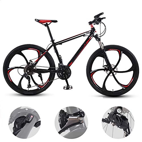 Mountain Bike : GUOHAPPY Adult Bike Mountain Bike, 26 Inch Mountain Bike with Dual Disc Brake System, 20 / 22 / 24 / 26 Speed Bike, Suitable for Height 150-175Cm, black red, 24