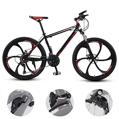 Mountain Bike : GUOHAPPY Adult Bike Mountain Bike, 26 Inch Mountain Bike with Dual Disc Brake System, 20 / 22 / 24 / 26 Speed Bike, Suitable for Height 150-175Cm, black red, 30