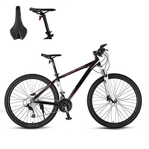 Mountain Bike : GUOHAPPY Professional Adult Mountain Bike with Night Mirror And Dual Hydraulic Disc Brakes, 29-Inch 33-Speed Shock Absorber, Load-Bearing 330Lbs, Suitable for People 165Cm-195Cm Tall, Black red