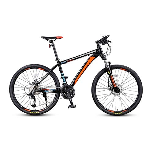 Mountain Bike : Guyuexuan Mountain Bike, Bicycle, Aluminum Alloy Men And Women Students Off-road Racing, Urban Cycling, Adult Cycling The latest style, simple design (Color : Black orange, Edition : 27 speed)