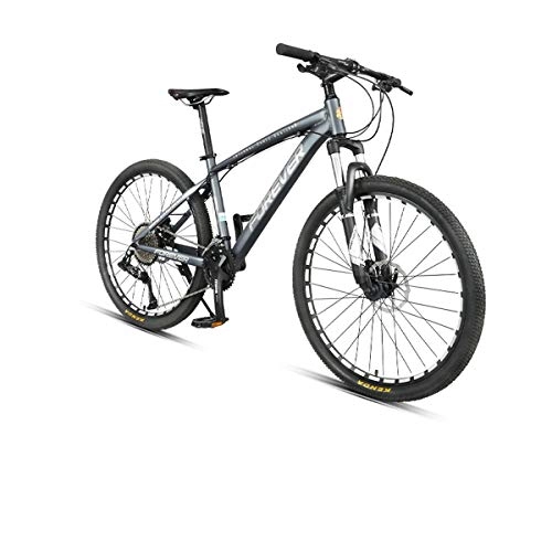 Mountain Bike : Guyuexuan Road Bike, 26-inch 36-speed Mountain Bike, Hydraulic Disc Brakes, Aluminum Alloy, Home And Outdoor The latest style, simple design (Color : Grey, Edition : 36-speed)