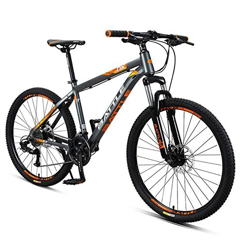 Mountain Bike : GWFVA 26 Inch Adult Mountain Bikes, 27 Speed Hardtail with Dual Disc Brake, Aluminum Frame Front Suspension All Terrain Mountain Bicycle, Gray