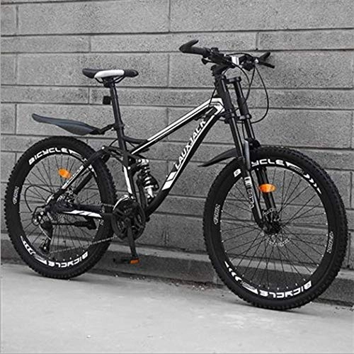 Mountain Bike : GWFVA Bicycle, 26 Inch High Carbon Steel Off-Road Bike, Full Suspension Bikes, Dual Disc Brake Men's Womens Soft Tail Mountain Bike