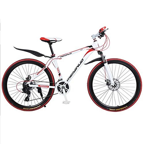 Mountain Bike : GXQZCL-1 26" Mountain Bike, Lightweight Aluminium Alloy Frame Bike, Dual Disc Brake and Front Suspension MTB Bike (Color : White, Size : 24 Speed)