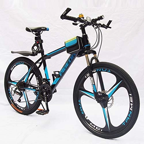 Mountain Bike : GXQZCL-1 26" Mountain Bikes, Steel Frame Hardtail Bicycles with Dual Disc Brake and Front Suspension, 21 speeds MTB Bike (Color : Blue)