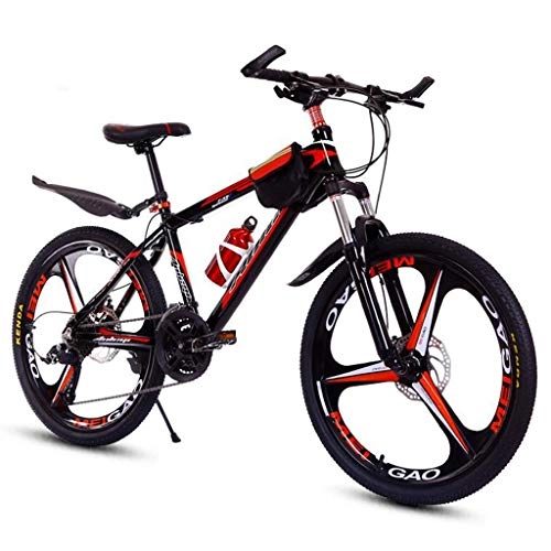 Mountain Bike : GXQZCL-1 26inch Mountain Bike, Aluminium Alloy Frame, Mag Wheel, Double Disc Brake and Front Suspension, 24 Speed MTB Bike (Color : Black+Red)