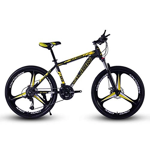 Mountain Bike : GXQZCL-1 26inch Mountain Bike, Steel Hardtail Mountain Bicycles, Dual Disc Brake and Front Suspension, Mag Wheel MTB Bike (Color : Black+Yellow, Size : 21 Speed)